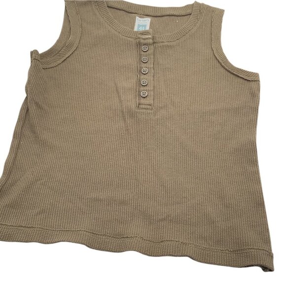 Carters Toddler Girls Muscle Tank Top Size 4T Green Waffle Knit Button Front - Picture 7 of 7